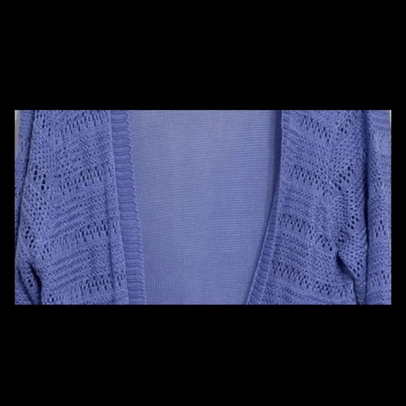 Sara Morgan Knit Cardigan Open Front Sweater L Blue No Buttons Long Sleeves - Picture 3 of 10